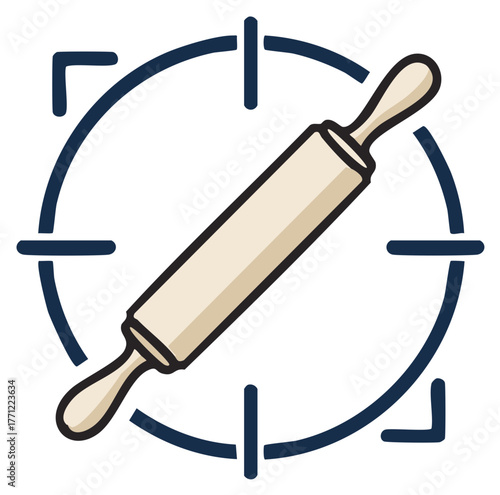 Rolling Pin Icon with Target Shape for Culinary Focus, Baking and Pastry Projects