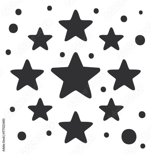 Star cluster vector illustration design featuring varying star sizes and decorative dots around each star
