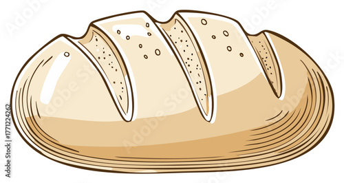 Delicious Loaf of Bread Freshly Baked Illustration for Bakery Products and Food Design Projects