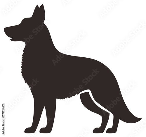 Dog silhouette illustration a full length of a Shepherd Dog standing alert