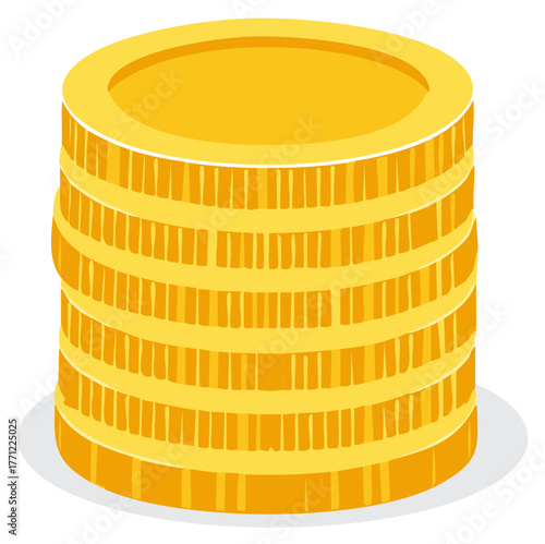 Stack of Shiny Gold Coins Depicting Wealth and Prosperity in an Illustrated Style