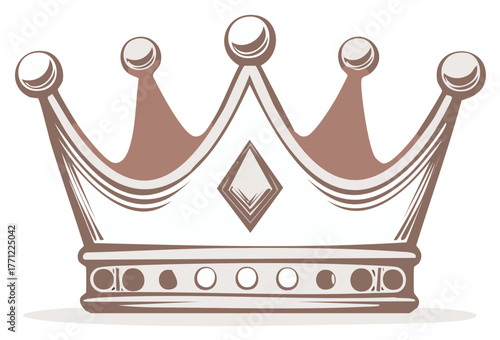 Elegant Decorative Brown Crown with Diamond Shaped Jewel and Round Gems