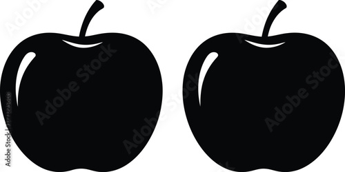 Two dark shiny apples isolated minimalist design graphic element for food and health themes isolated on transparent background