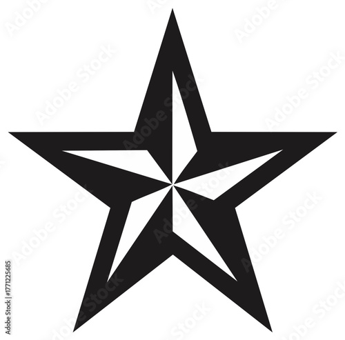 Bold Black and White Five Pointed Star Emblem Graphic