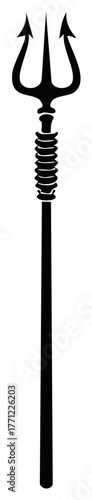 Classic Black Trident Silhouette Graphic Symbolizing Ocean Deity Mythology and Power