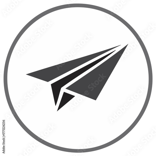 Stylish Paper Plane in a Circle Symbol for Communication or Startup Success