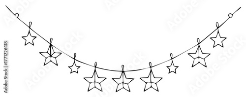Hand Drawn Hanging Stars Garland Ornament Celebration Festive Decor