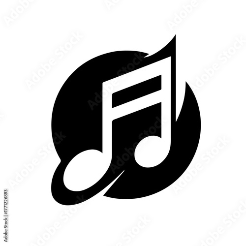 Black and white vector silhouette of Music Note Icons