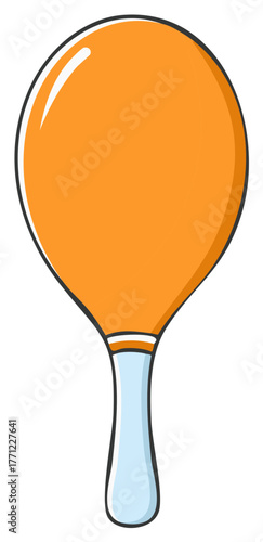 Bright orange cartoon maraca percussion instrument illustration