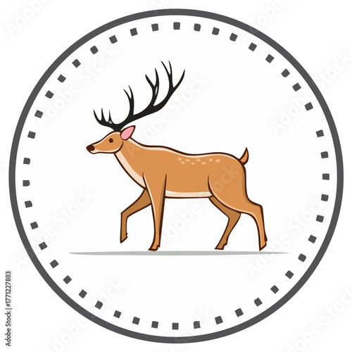 Stylized Deer Walking in a Circle Illustration