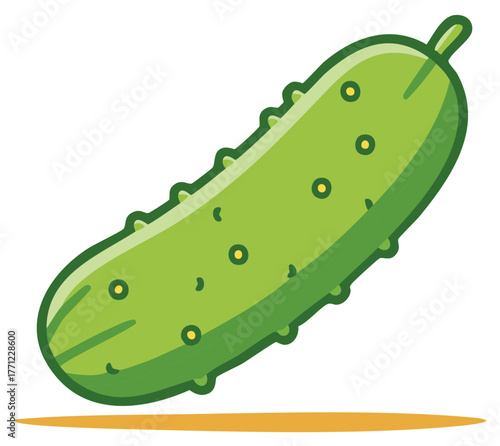 Vibrant green cucumber vegetable illustration with textured skin healthy food concept