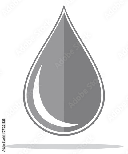 Grey Drop Symbol Vector Illustration: Icon for Water, Oil or Liquid Resource Concepts