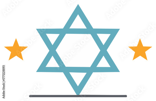 Jewish Star of David religious symbol icon, a minimalist vector illustration for holidays and faith