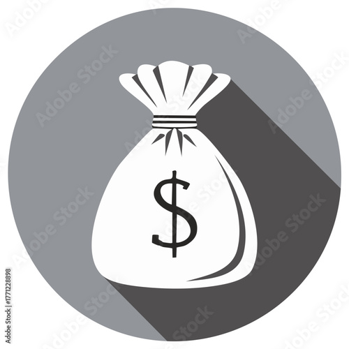Stylized bag of money with dollar sign for financial concepts and wealth accumulation