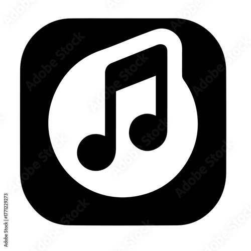 Black and white vector silhouette of Music Streaming Icon
