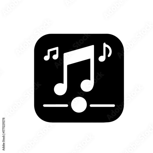 Black and white vector silhouette of Music Streaming Icon
