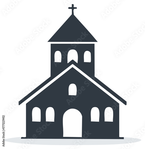Simple Christian Church Silhouette Vector Illustration for Faith and Religion Concepts