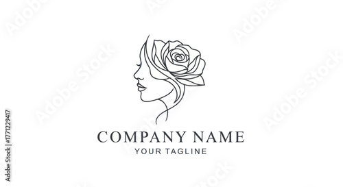 Elegant Woman with Rose - A Minimalist Beauty Logo Design.