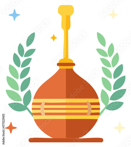 Decorative Urn with Laurel Wreath and Stars Ancient Award Ceremony Element