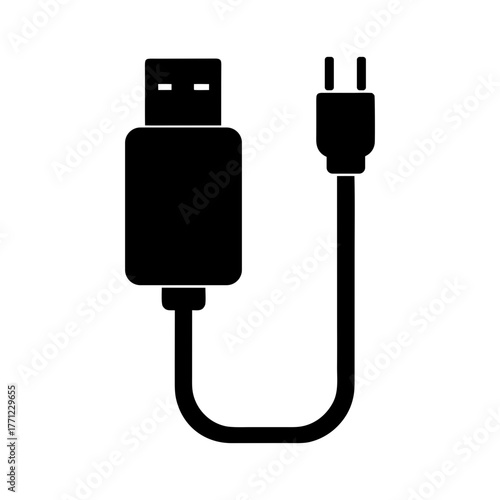 Simple micro usb silhouette vector clean design for mobile charger connection and technology concept