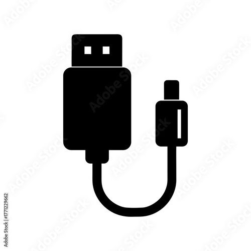 Simple micro usb silhouette vector clean design for electronic connector and mobile accessory illustration