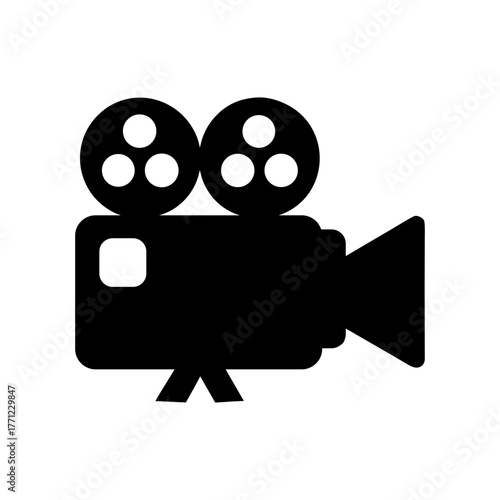 Minimal movie camera silhouette vector clean design for video shooting and entertainment equipment concept