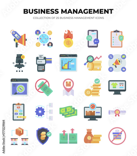 Collection of 25 Business Management Icons. Streamline Your Workflow