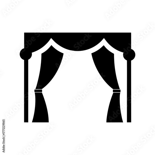 Minimal stage curtain silhouette vector clean design for theater performance and interior decoration