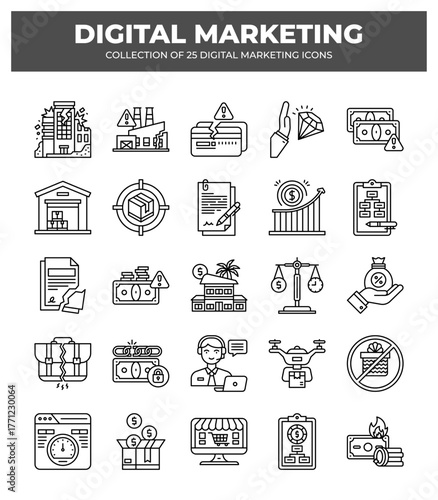 Collection of 25 Digital Marketing Icons: Boost Your Business with Effective Visuals