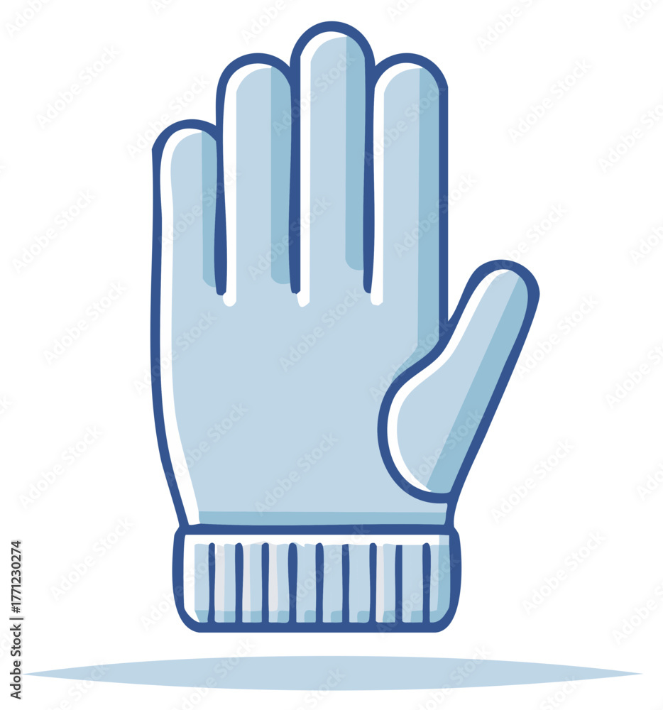 Obraz premium Winter knit gloves in light blue color, cartoon style