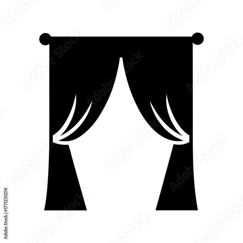 Minimal closed curtain silhouette vector clean design for home decoration and theater privacy illustration
