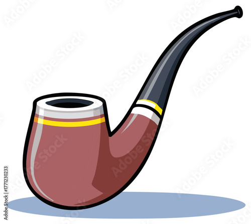 Illustration of a classic pipe in shades of brown with black stem