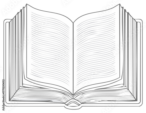 Open book illustration with blank pages, learning, education, knowledge