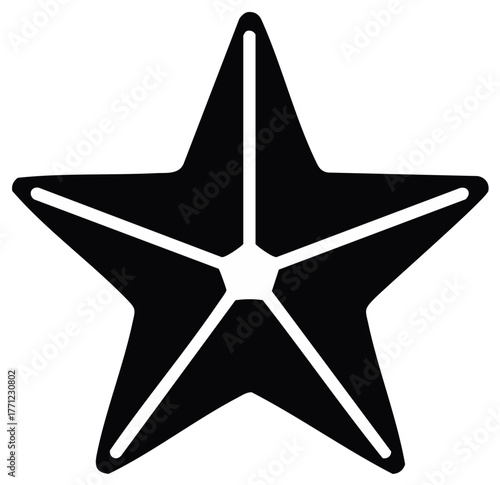 Abstract five pointed star shape stylized icon black silhouette on white background