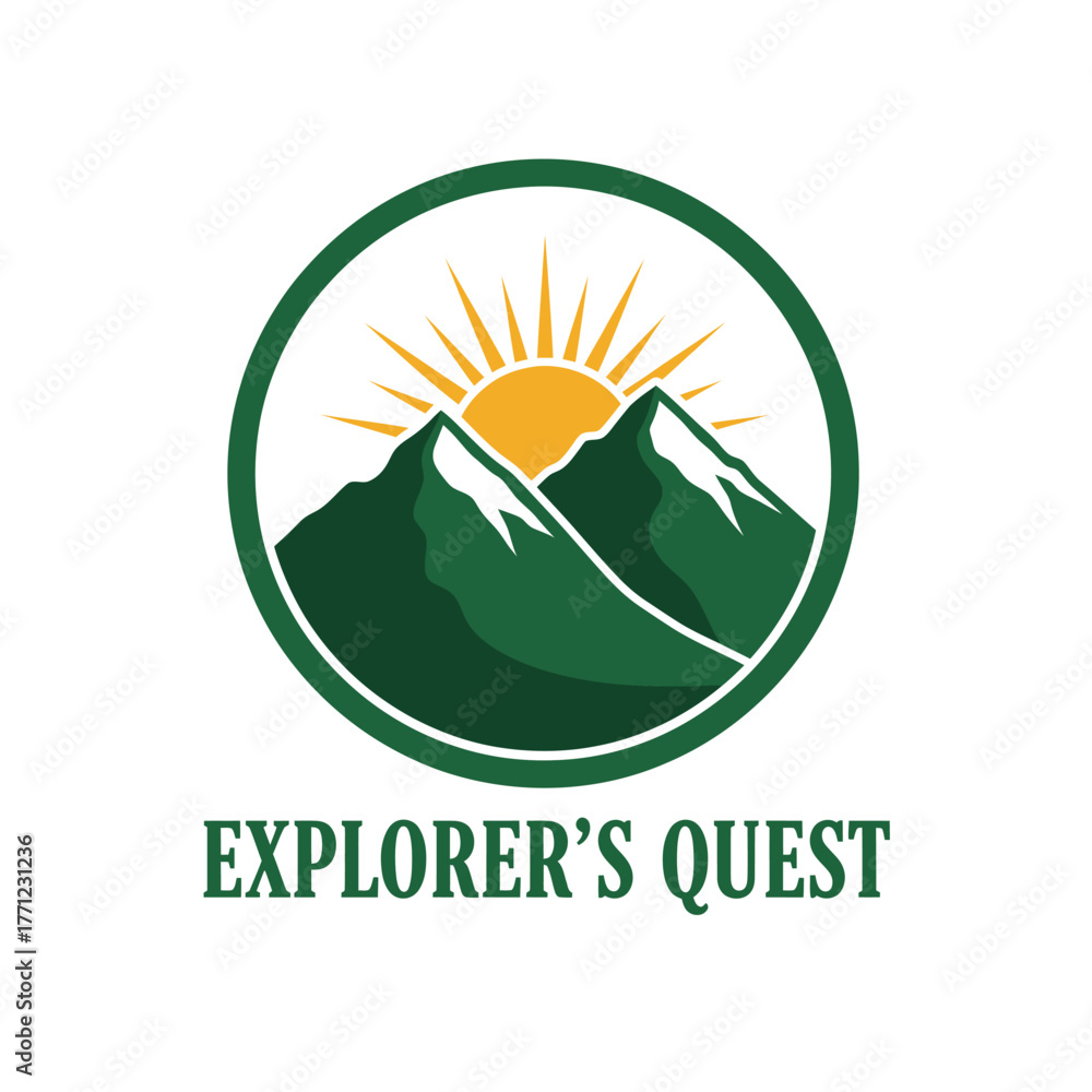Fototapeta premium Explorer's Quest: Adventure and Outdoor Travel Logo Mountain Expedition and Nature Tourism Branding Badge