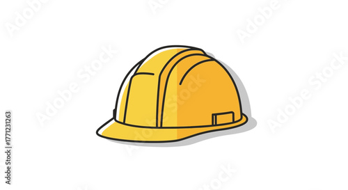 Yellow hard hat icon for construction safety and worker protection symbol isolated on white background