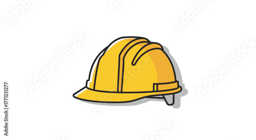 Bright yellow hard hat construction safety equipment icon for industrial sites and diy projects isolated on white background