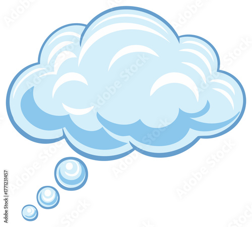 Vector illustration of a blue comic style thought bubble cloud for ideas or dreams