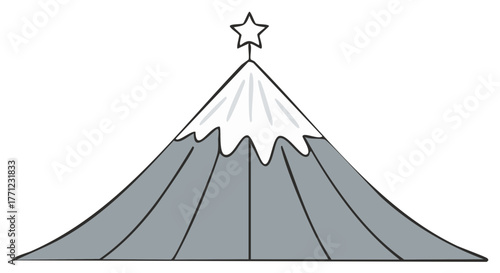 Stylized Mountain Landscape with Snow and Star Summit Icon in Vector