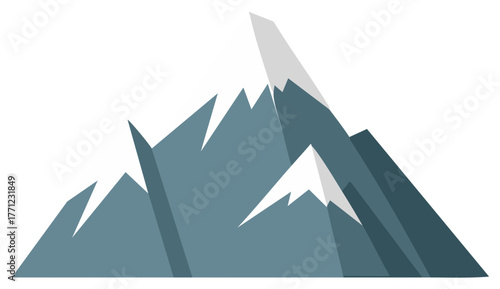 Abstract geometric mountain peaks with snow caps minimalist landscape vector illustration design