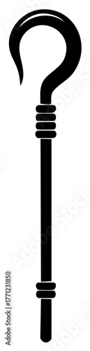Black silhouette illustration of a shepherd's crook with detailed design