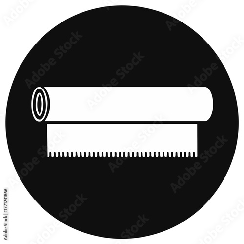 Simple flat icon of a roll of kitchen paper plastic wrap or foil with a serrated edge