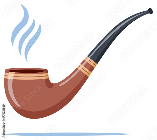 Smoking Pipe with Blue Smoke for Relaxation Hobby and Pleasure Lifestyle