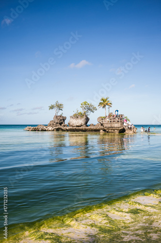 Willy's rock and ocean on a sunny day, Boracay, Philippines