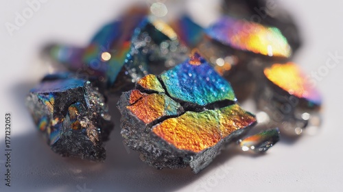 Closeup Of Colorful Iridescent Mineral Fragments