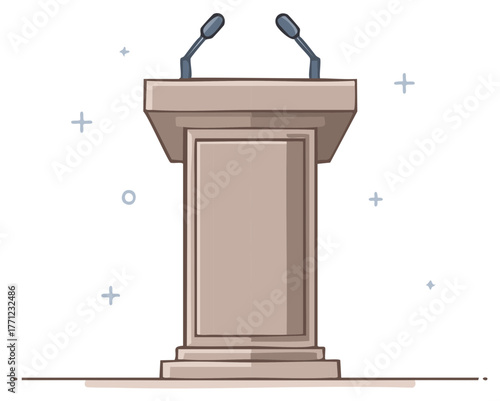 Podium with microphones illustration for speeches and presentations