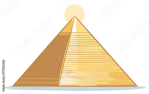 Illustration of the great pyramid with the sun, Egyptian concept.