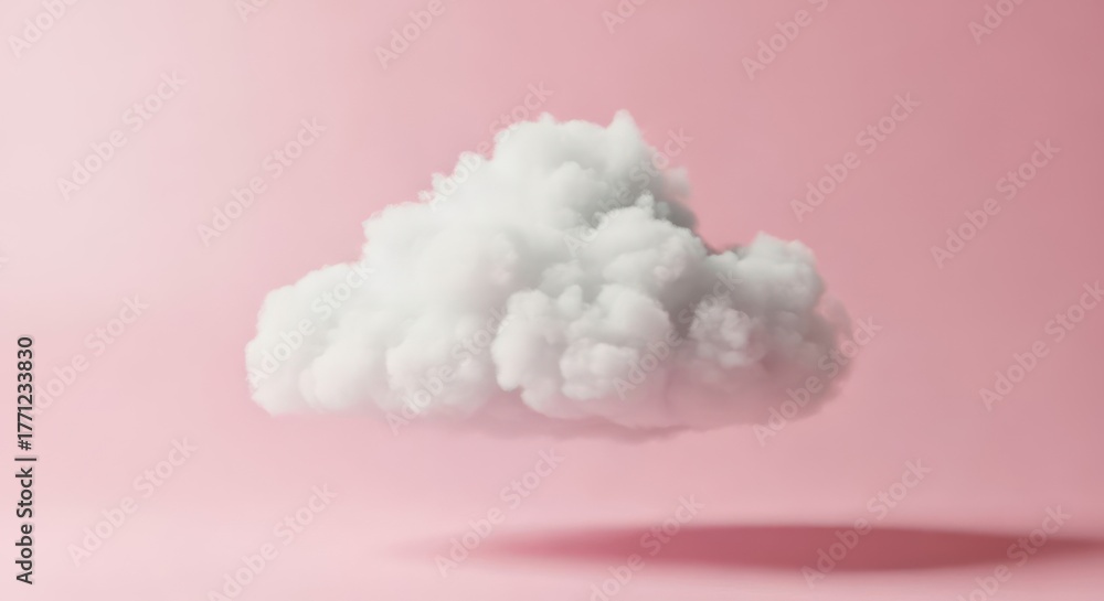 Naklejka premium Dreamy Smooth Cloud Object On Pink Pastel Background For Art Creation