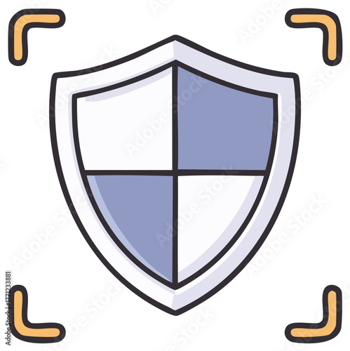 Stylized security shield with corners illustration depicting cyber safety and reliable antivirus software
