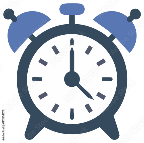 Retro alarm clock with bells and hands showing a specific time